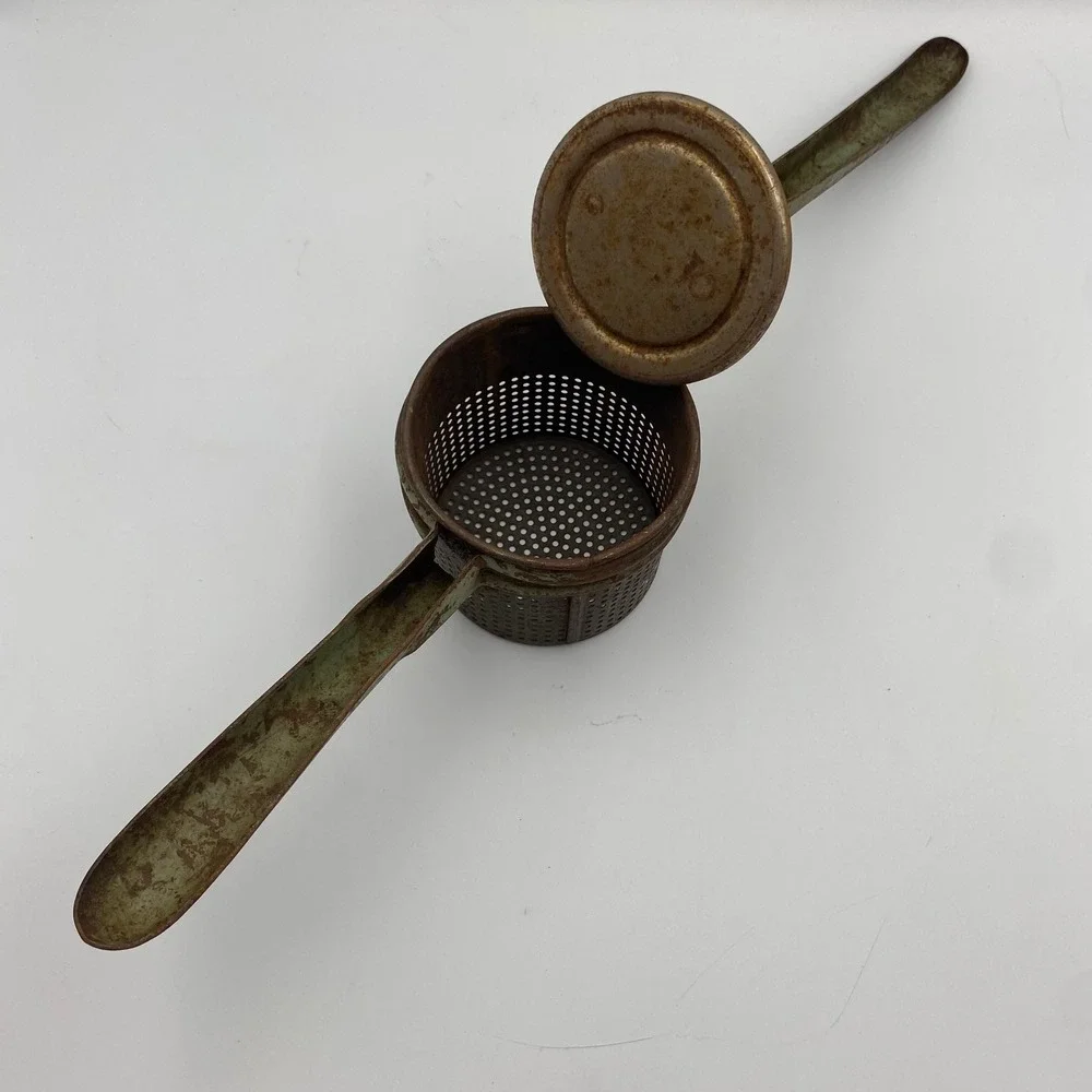 Vintage 1940s 1950s Potato Ricer‎ Food Press Green Chippy Paint Rustic Primitive